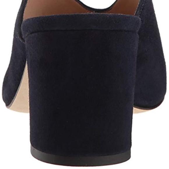 L. K. Bennet Navy Suede Jagoda Mule Heel Sandals - Picture 4 of 8